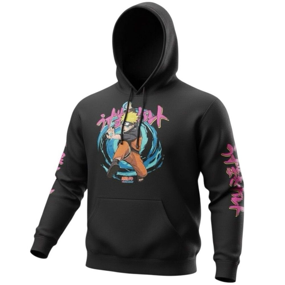 Hoodie Mens M Black Anime Manga‎ Y2K Streetwear Graphic